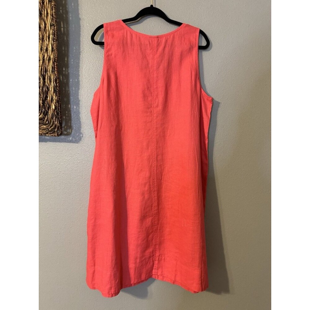J Jill Linen A Line Shift Dress XL Extra Large Watermelon Pockets Washable NWT - Picture 11 of 12